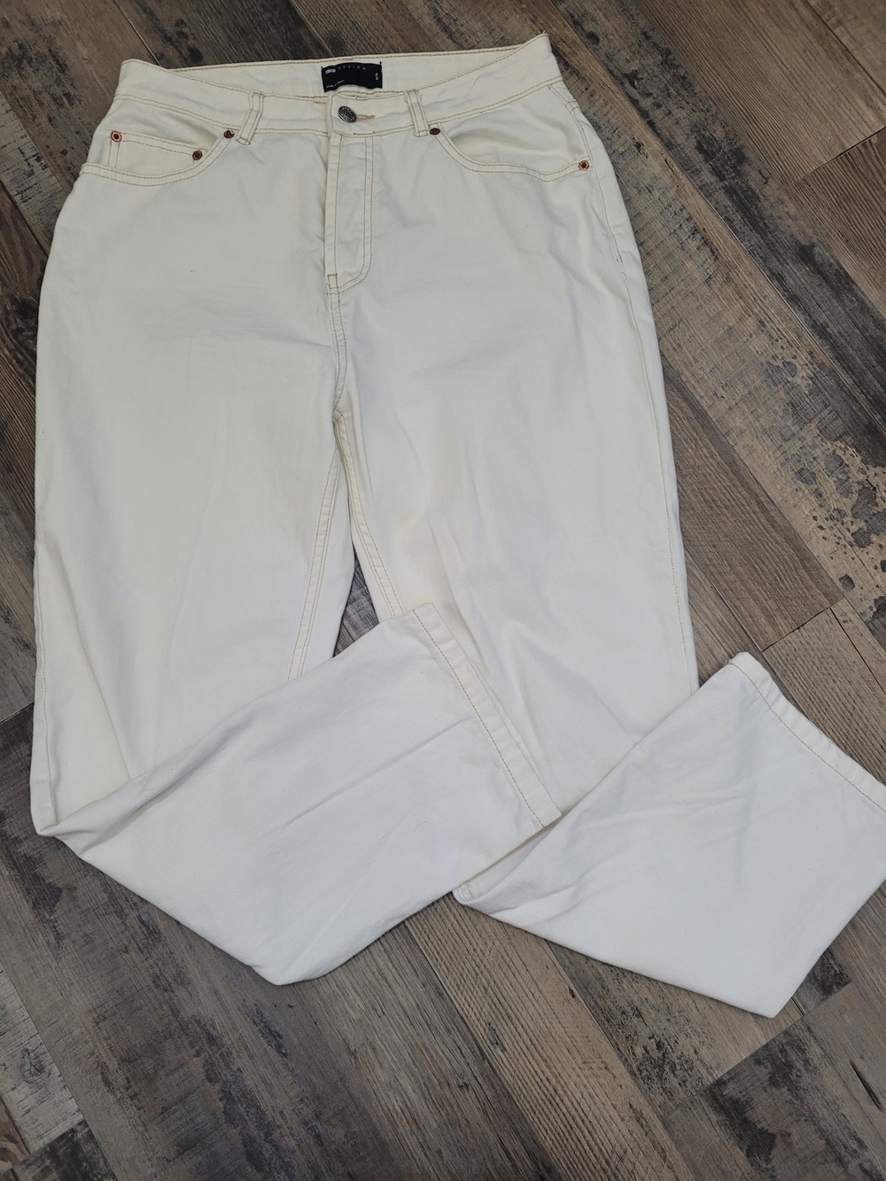 Men's ASOS Ecru Off White Size 30x30 Straight Leg Button Fly Jeans